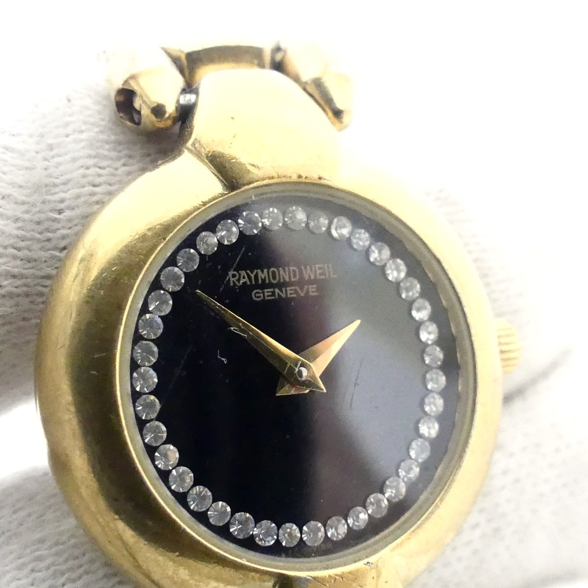 RAYMOND WEIL レイモンドウィル 5842 18K GOLD ELECTROPLATED 黒文字盤 レディース 腕時計 現状 USED /2405Cの画像4