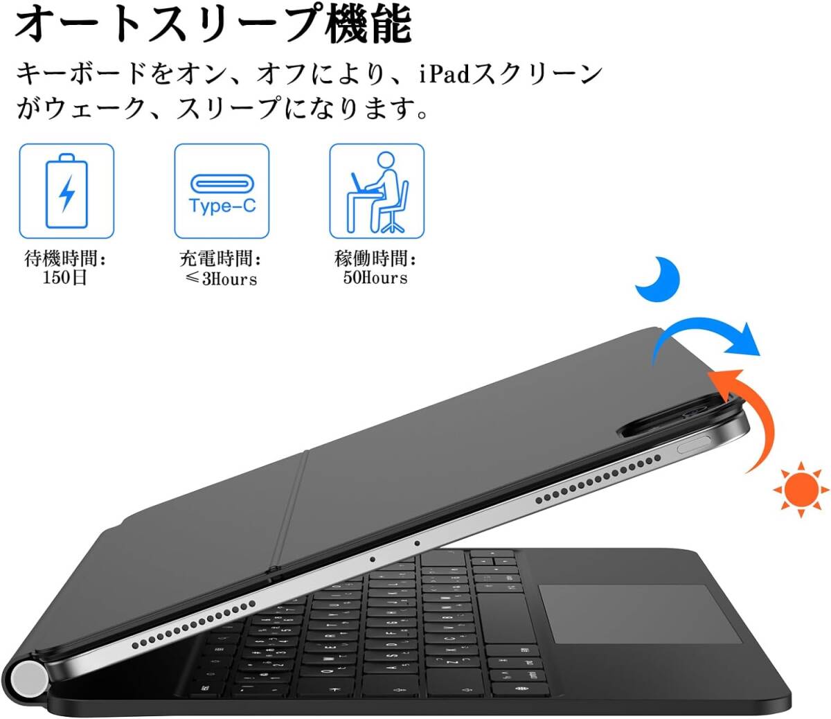 マジックキーボード GOOJODOQ iPad Pro 12.9インチ スマートキーボード iPad Pro 12.9 2018第三世代/2020第四世代/2021第五世代適用_画像3