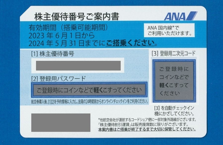 ANA株主優待券・2枚セット・2024.5.31迄・番号通知のみ・即決2_画像1