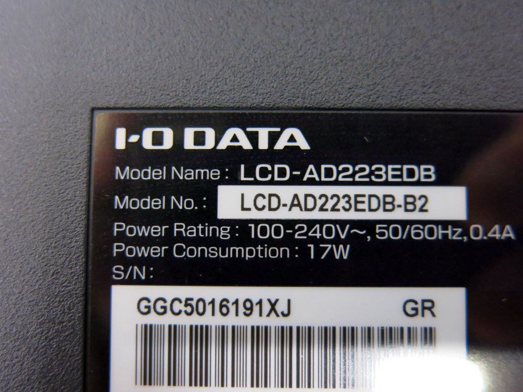 05K077 アイ・オー・データ 21.5型ワイド液晶ディスプレイ [LCD-AD223EDB] 通電OK ケーブル付き ブルーライト低減 中古現状 売り切り_画像8