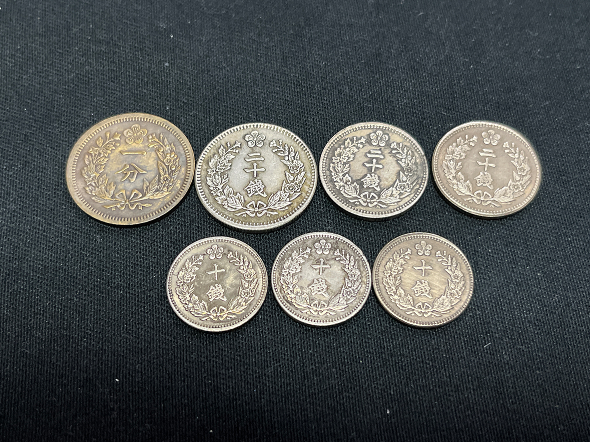 【X307】韓国,朝鮮古銀幣銀貨古銭,開国記念、光武、隆熙年 一分、十銭、二十銭銀幣 合計7枚セット 時代物 美品　磁石に付かない_画像2