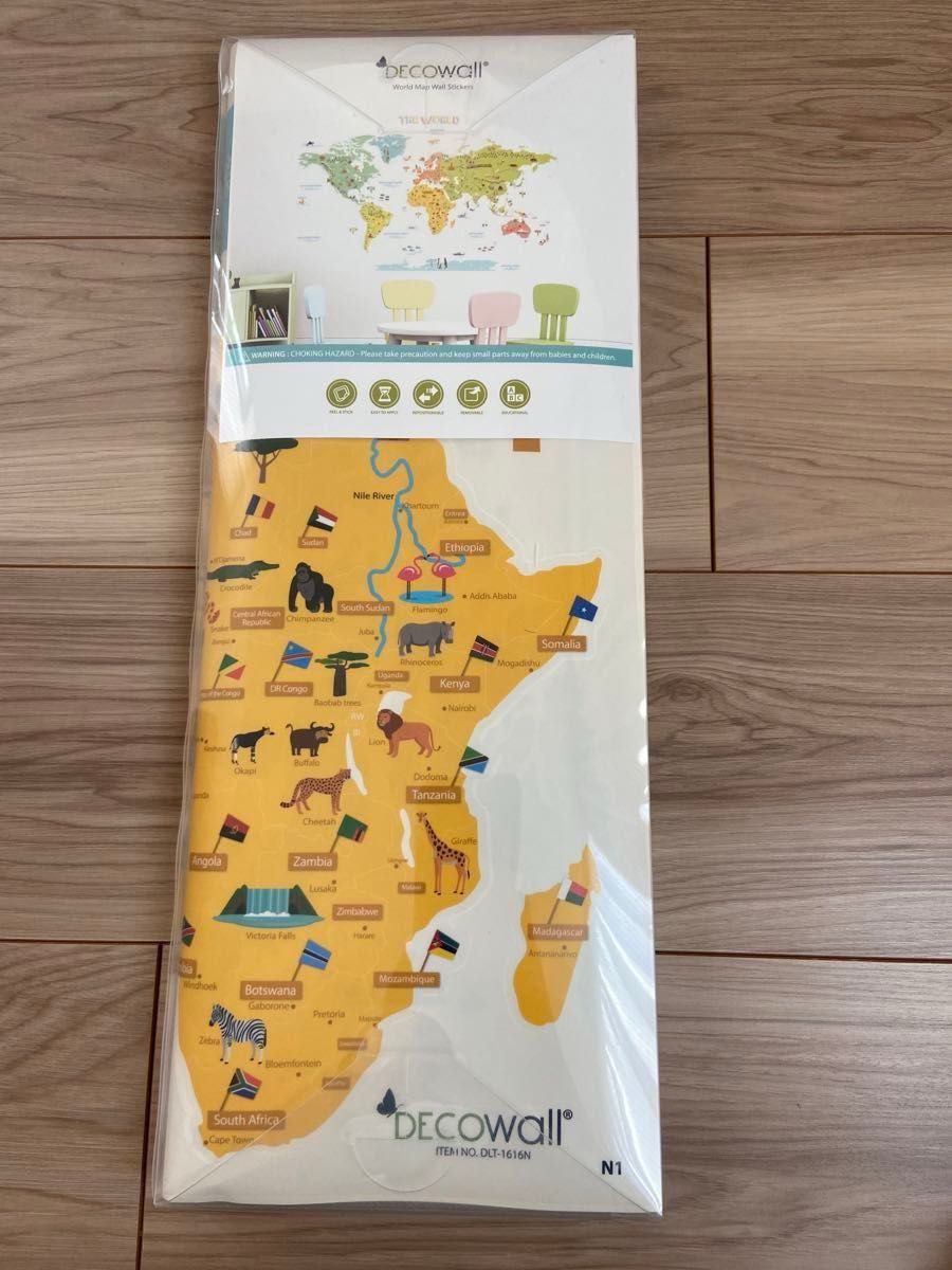 【新品未使用】デコウォール World Map Wall Sticker 知育玩具