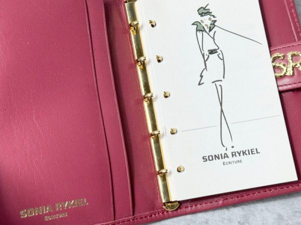 *1 иен * L0097 коробка приложен прекрасный товар SONIA RYKIEL Sonia Rykiel женский SR с логотипом стеганое полотно обложка для записной книжки блокнот для заметок кожа оттенок красного 