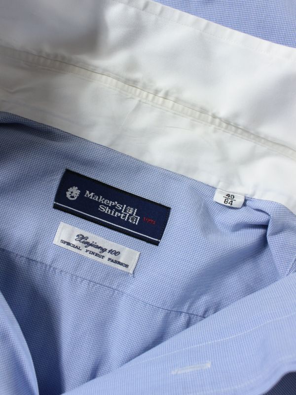 L0163 Maker's Shirt 鎌倉シャツ メンズ Xinjiang 100 長袖 クレリック シャツ カッター ビジネス カジュアル ブルー ホワイト 40 84_画像4