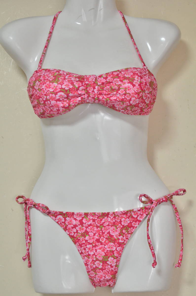 [ free shipping ]*Honey Bonnie* band u bikini * lady's swimsuit * floral print pink * string bread *M*1 point limit *