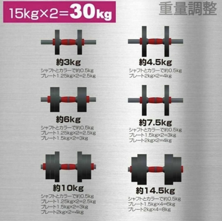 【新品特価！】15kg×2個セット（30kg）ダンベル バーベルにも変更可能　特価_画像10