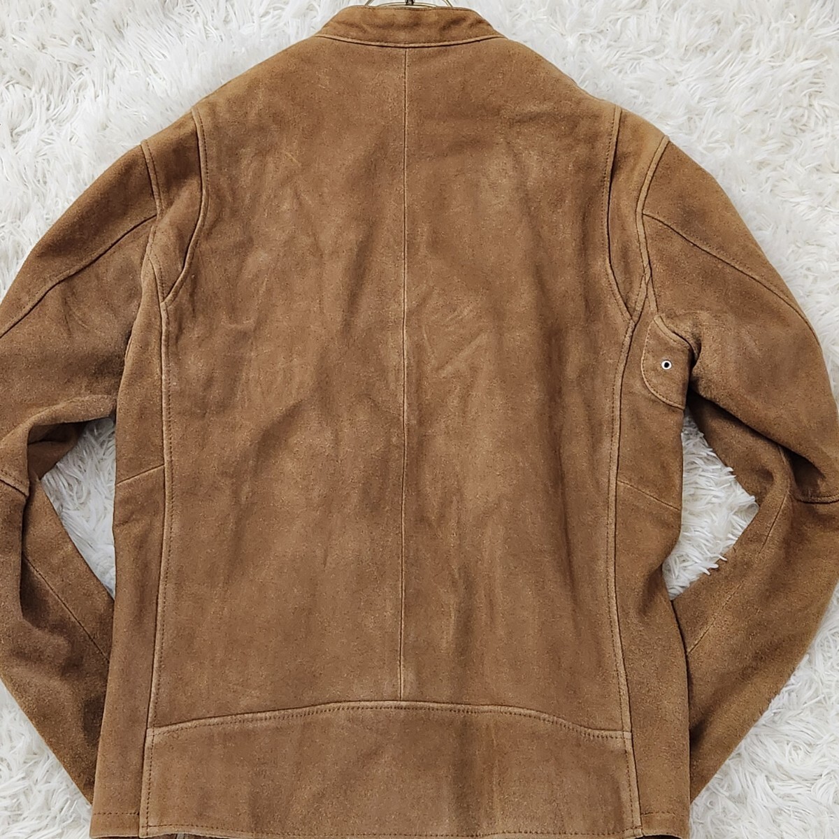  ultimate beautiful goods rare L size United Arrows UNITED ARROWS rider's jacket single mountain sheep leather go-to leather suede W Zip Camel 