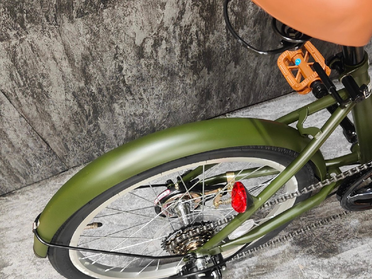 [ new goods unused outlet ] front basket attaching 20 -inch folding bicycle Shimano exterior 6 step shifting gears machine khaki [SK21849]