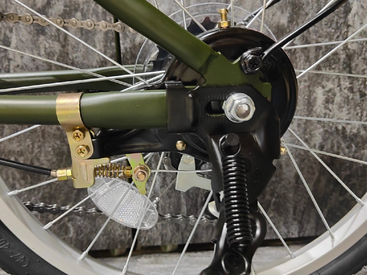 [ new goods unused outlet ] front basket attaching 20 -inch folding bicycle Shimano exterior 6 step shifting gears machine khaki [SK21849]