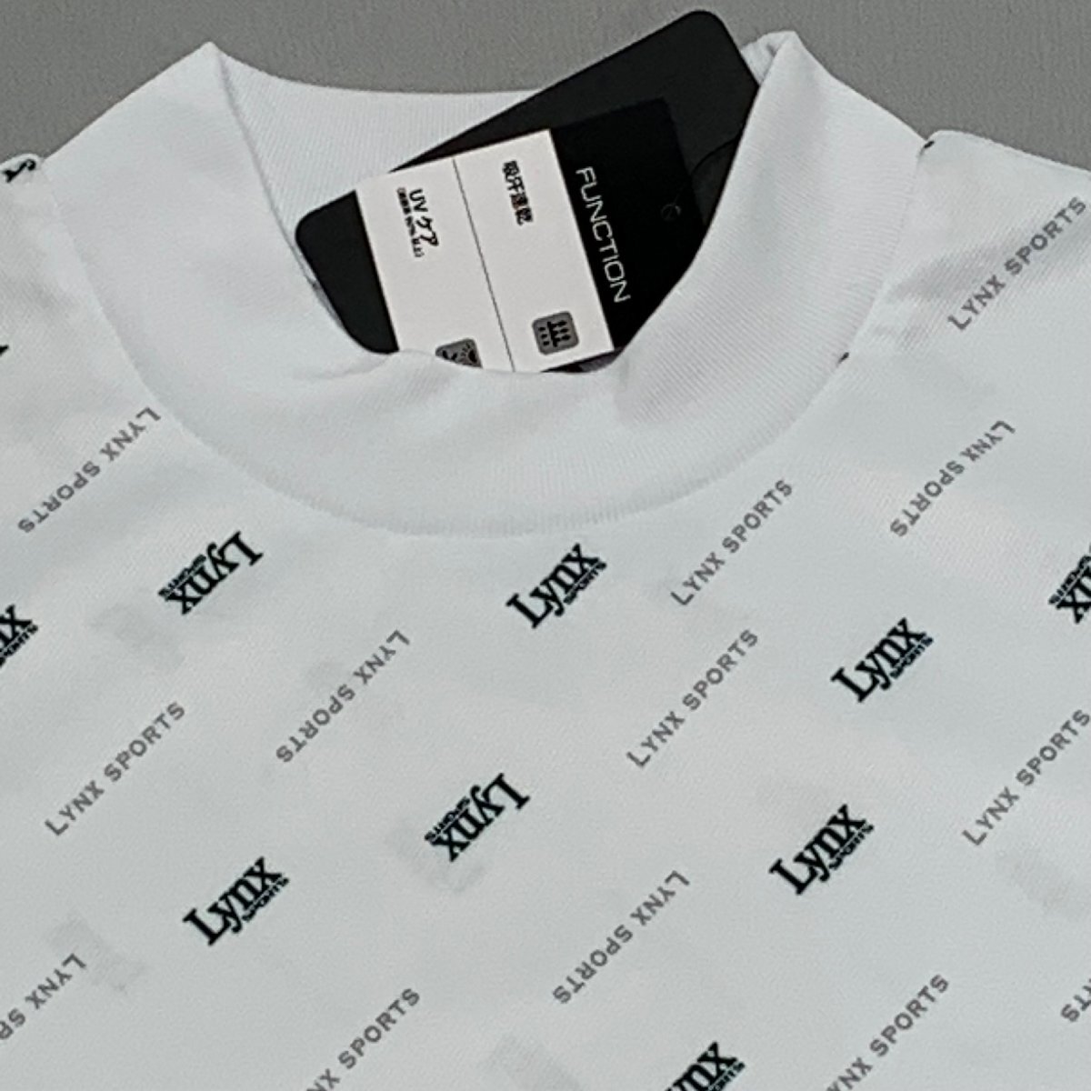 【送料無料】【新品】Lynx メンズ半袖Tシャツ（ハイネック 吸汗速乾 UVカット）　 M 　　ホワイト★32294_画像2