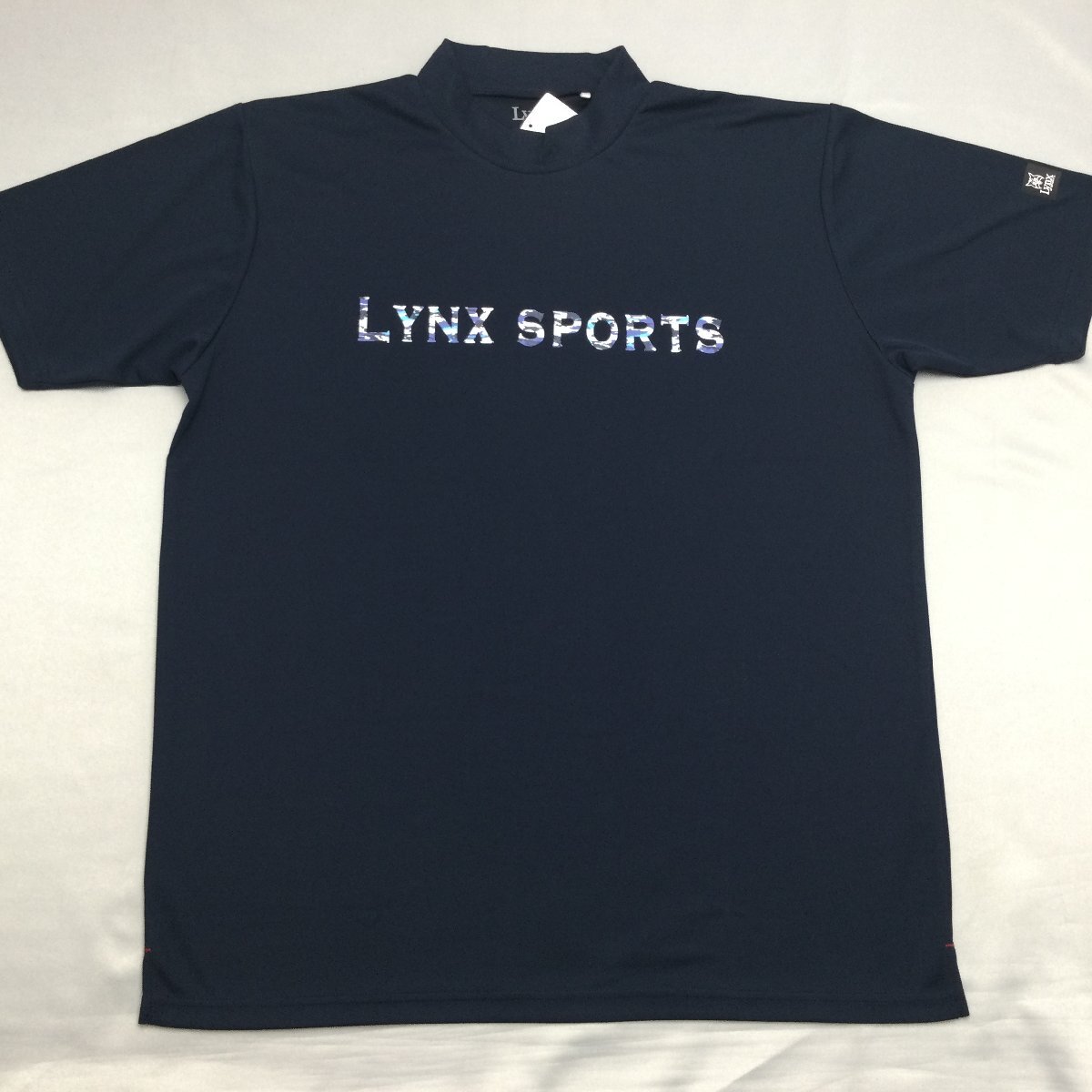 【送料無料】【新品】Lynx メンズ半袖Tシャツ（接触冷感素材 ハイネック 吸汗速乾 UVカット）　 LL　2L 　　ネイビー★32202_画像1