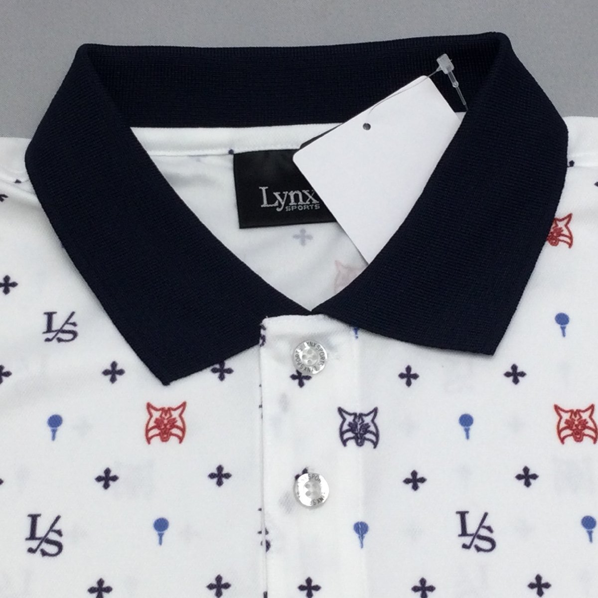 【送料無料】【新品】Lynx メンズ半袖ポロシャツ（接触冷感 吸汗速乾 UVカット）　　M　 　ホワイト★32108_画像2