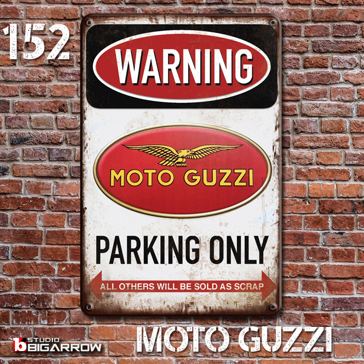 152 ブリキ看板 20×30㎝ MOTO GUZZI モトグッチ ガレージ メタルプレート アメリカンインテリア 世田谷ベース
