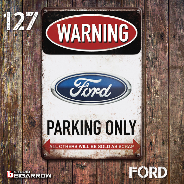 127 ブリキ看板 20×30㎝ FORD フォード ガレージ スチール アンティーク アメリカンインテリア 世田谷ベース