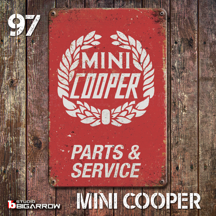 97 ブリキ看板 20×30㎝ MINI COOPER ミニクーパー ガレージ メタルプレート アメリカンインテリア 世田谷ベースの画像1