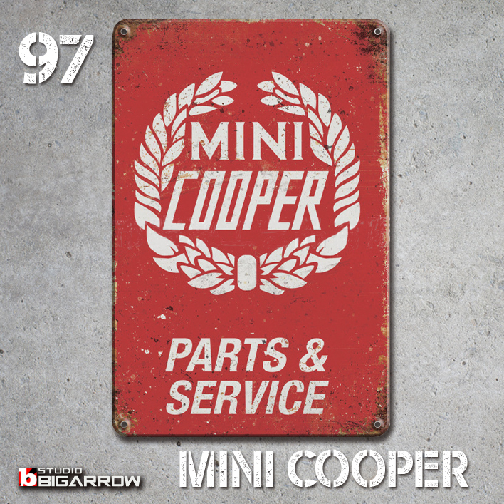 97 ブリキ看板 20×30㎝ MINI COOPER ミニクーパー ガレージ メタルプレート アメリカンインテリア 世田谷ベースの画像3