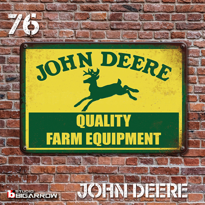 76 ブリキ看板 20×30㎝ JOHN DEERE ジョンディア トラクター ガレージ メタルプレート アメリカンインテリア 世田谷ベース_画像2