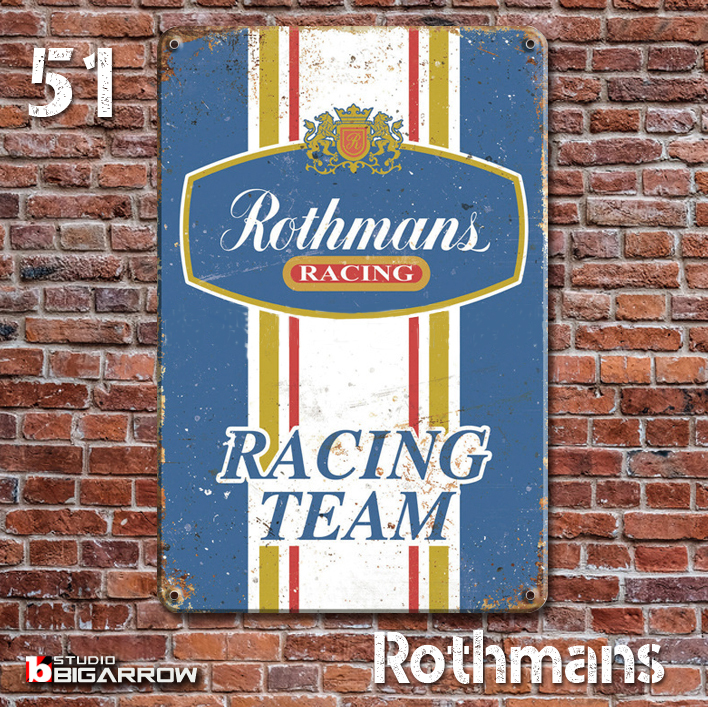 51 ブリキ看板 20×30㎝ ROTHMANS ロスマンズ ガレージ メタルプレート アメリカンインテリア 世田谷ベース_画像2