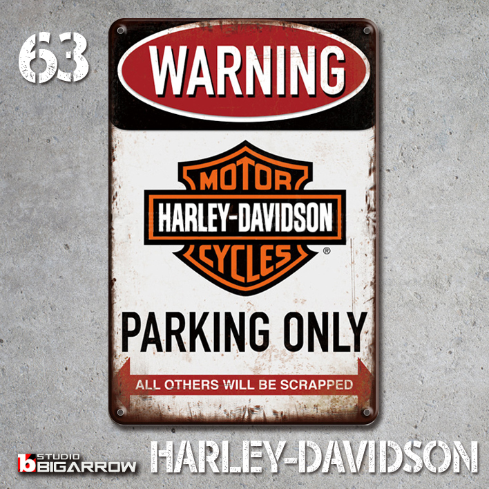 63 ブリキ看板 20×30㎝ HARLEY-DAVIDSON ハーレーダビッドソン ガレージ メタルプレート アメリカンインテリア 世田谷ベース_画像3