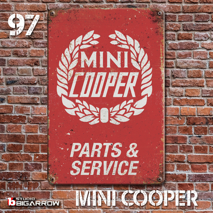 97 ブリキ看板 20×30㎝ MINI COOPER ミニクーパー ガレージ メタルプレート アメリカンインテリア 世田谷ベース