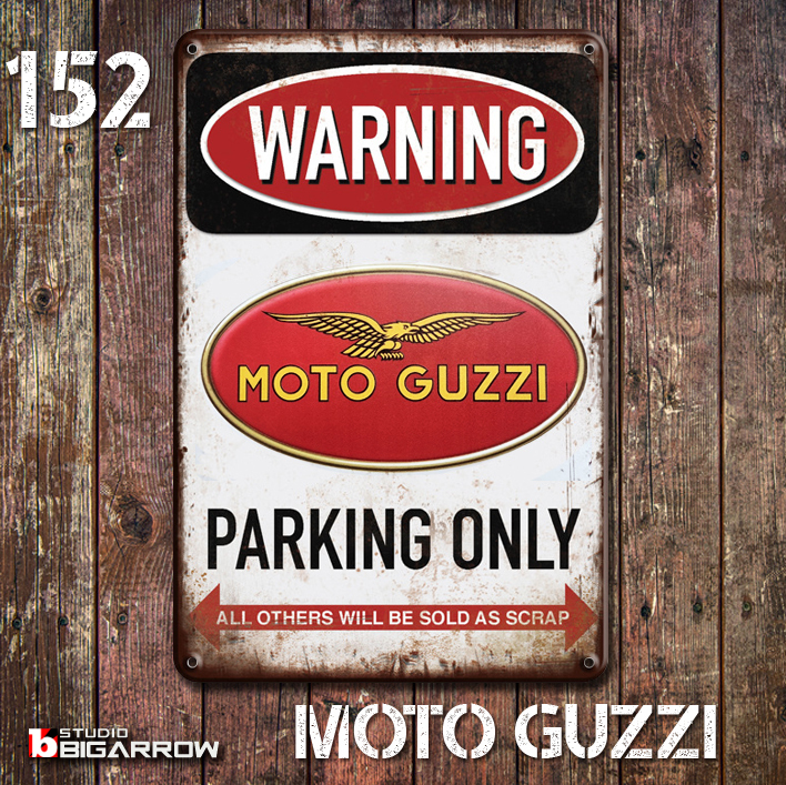 152 ブリキ看板 20×30㎝ MOTO GUZZI モトグッチ ガレージ メタルプレート アメリカンインテリア 世田谷ベース_画像1
