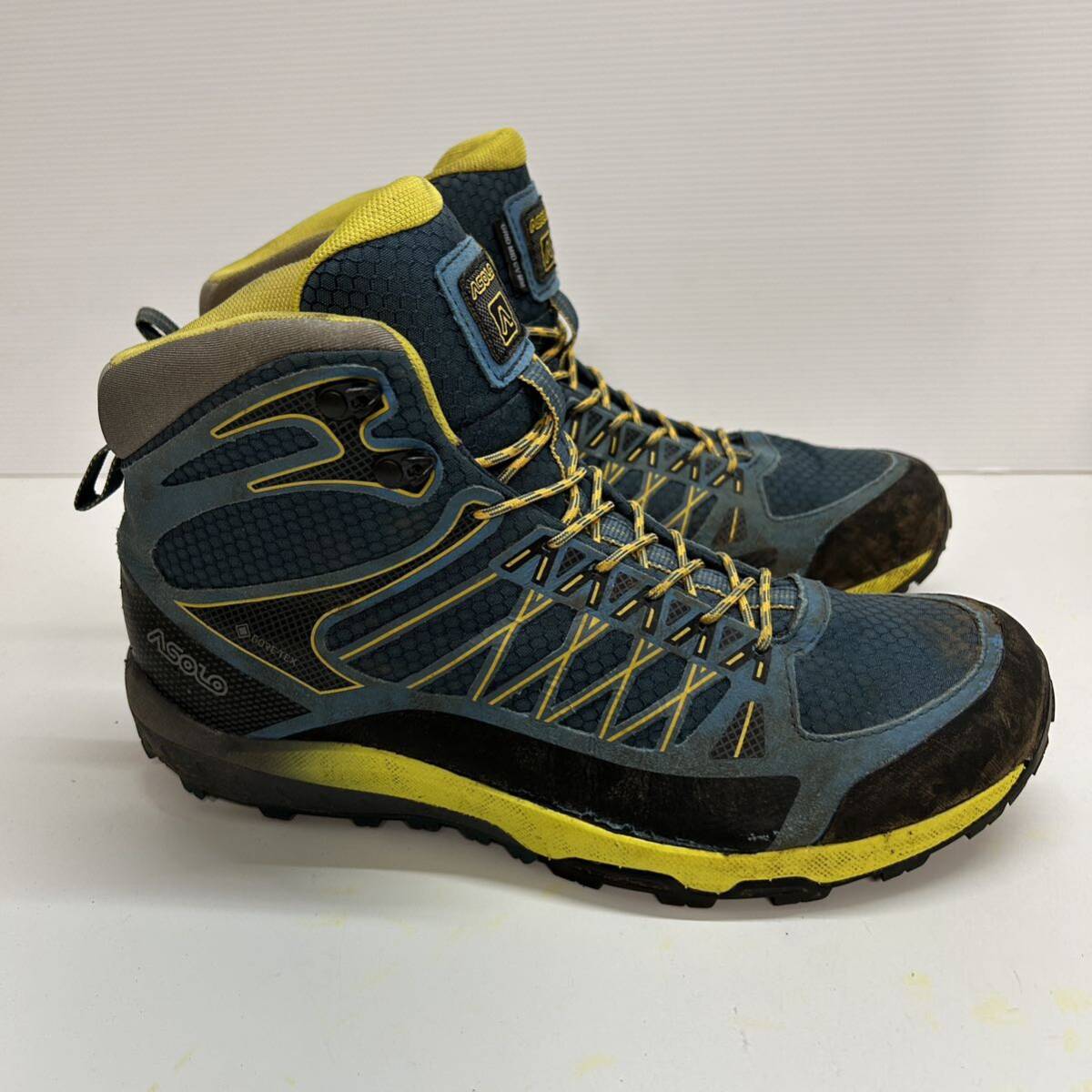 C659 ASOLO アゾロ トレッキングシューズ 登山靴 US7 25.5cm ブルー イエロー GORE-TEX ゴアテックス vibram ビブラムソール_画像3