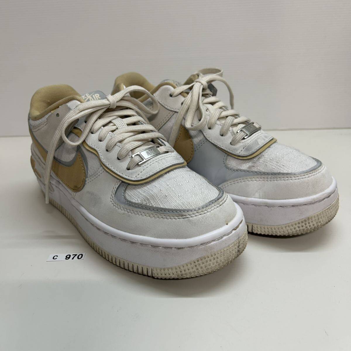 C970 NIKE ナイキ AIR FORCE 1 エアフォースワン レディース 厚底スニーカー US6 23cm ホワイト ベージュ_画像10