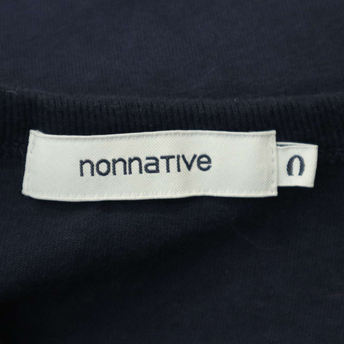 美品★ nonnative ノンネイティブ DWELLER S/S TEE COTTON JERSEY OVERDYED 半袖 カットソー Tシャツ Sz.0 メンズ ネイビー A4T04633_4#Dの画像5