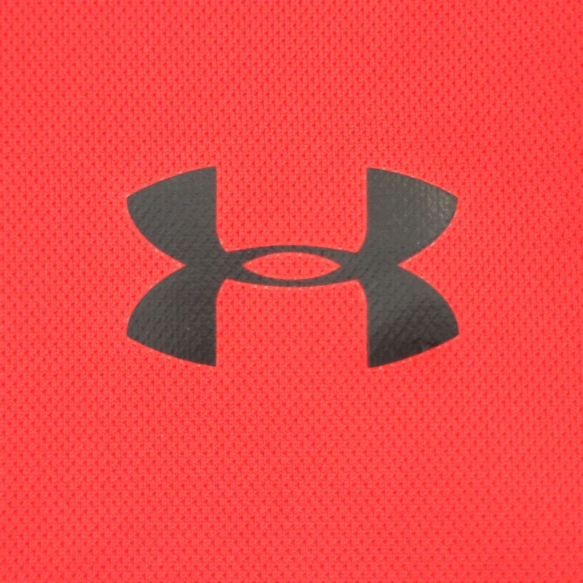 UNDER ARMOUR アンダーアーマー 春夏 ロゴ★ 半袖 ポロシャツ Sz.MD　メンズ 赤 ゴルフ　A4T04894_5#A_画像4