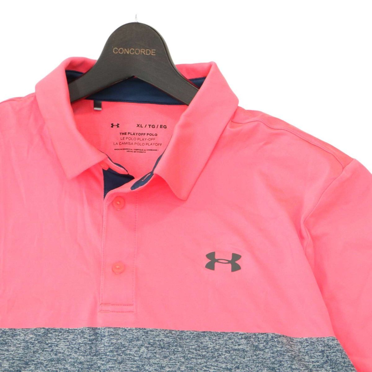 UNDER ARMOUR アンダーアーマー 春夏 THE PLAYOFF POLO★ 半袖 ボーダー ポロシャツ Sz.XL　メンズ 大きいサイズ ゴルフ　A4T05143_5#A_画像2