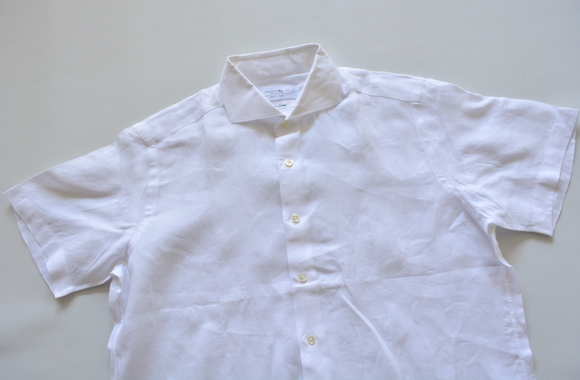 【 鎌倉シャツ Maker's Shirt 】麻100% 白 半袖シャツ LL /リネンシャツ/ホリゾンタル_画像2