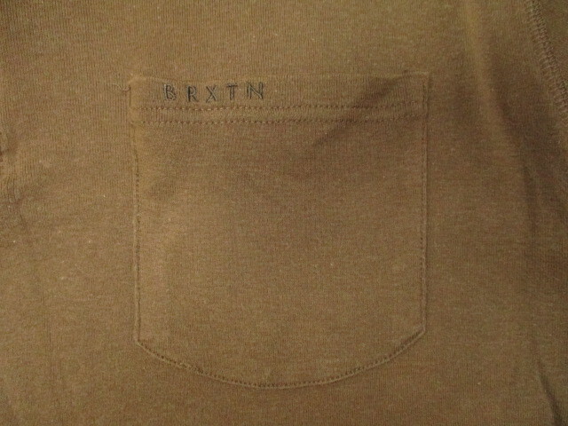 即決☆BRIXTON ブリクストン 半袖ヘンリーネック ポケットTシャツ ブラウン SIZE:M_画像3