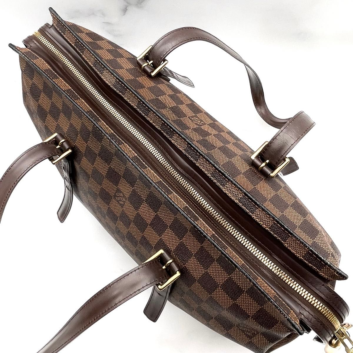 【美品】ルイヴィトン LOUIS VUITTON チェルシー ダミエ エベヌ トートバッグ ショルダーバッグ ブラウン パドロック