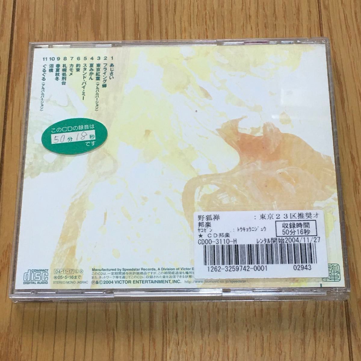 used CD 野狐禅　東京23区推奨オモイデ収集袋　中古CD