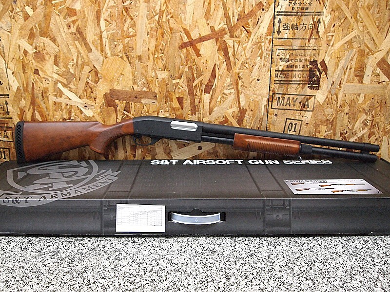 S&T レミントン M870 ロングバレル BK 金属製ボディ＆木製ストックver エアコックショットガン Remington 刻印の画像1