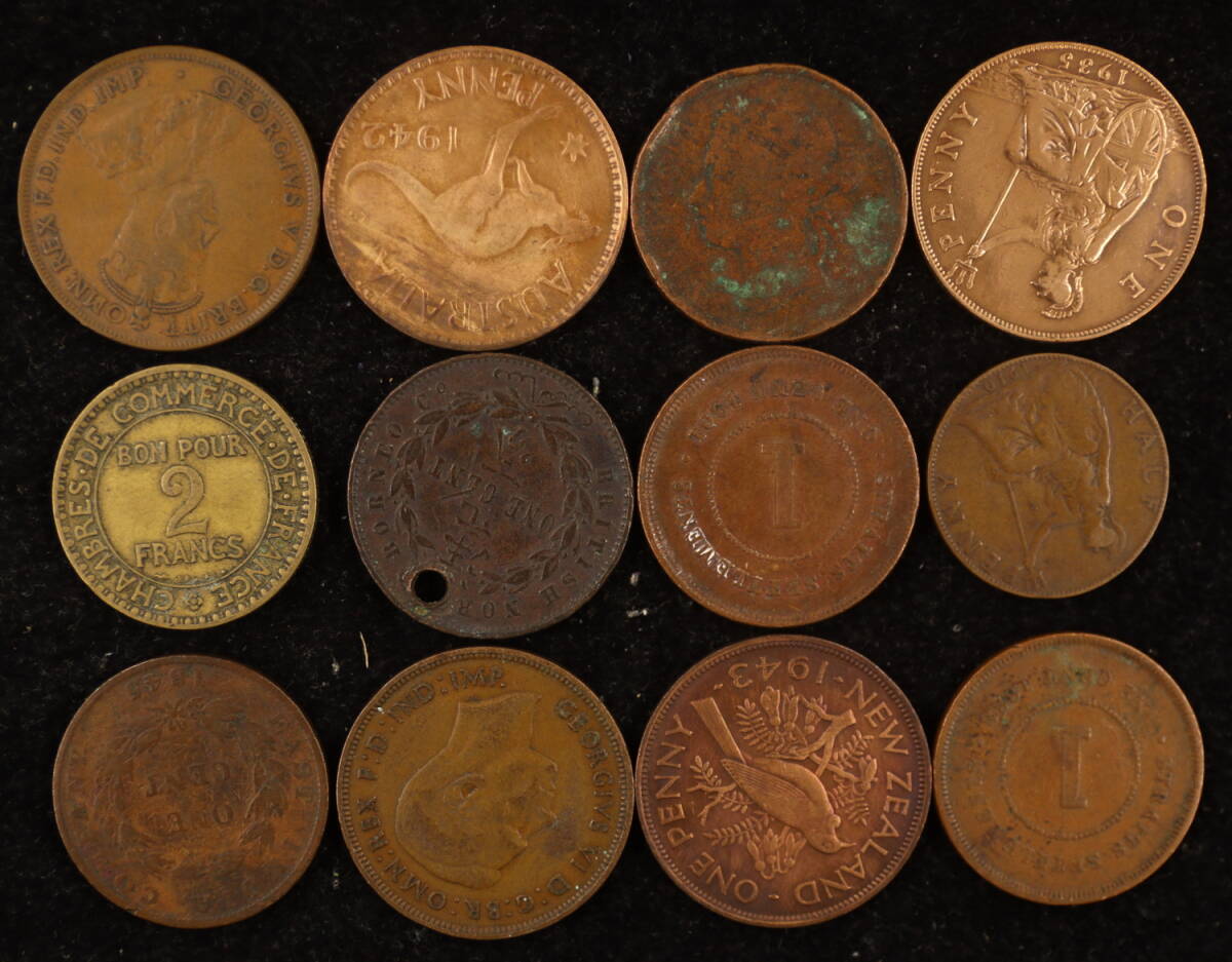 古い外国銅貨 計30枚 まとめて おまとめ 古いお金 古銭 コイン 硬貨 海外コイン 外国コイン 銅銭 銅貨 _画像7