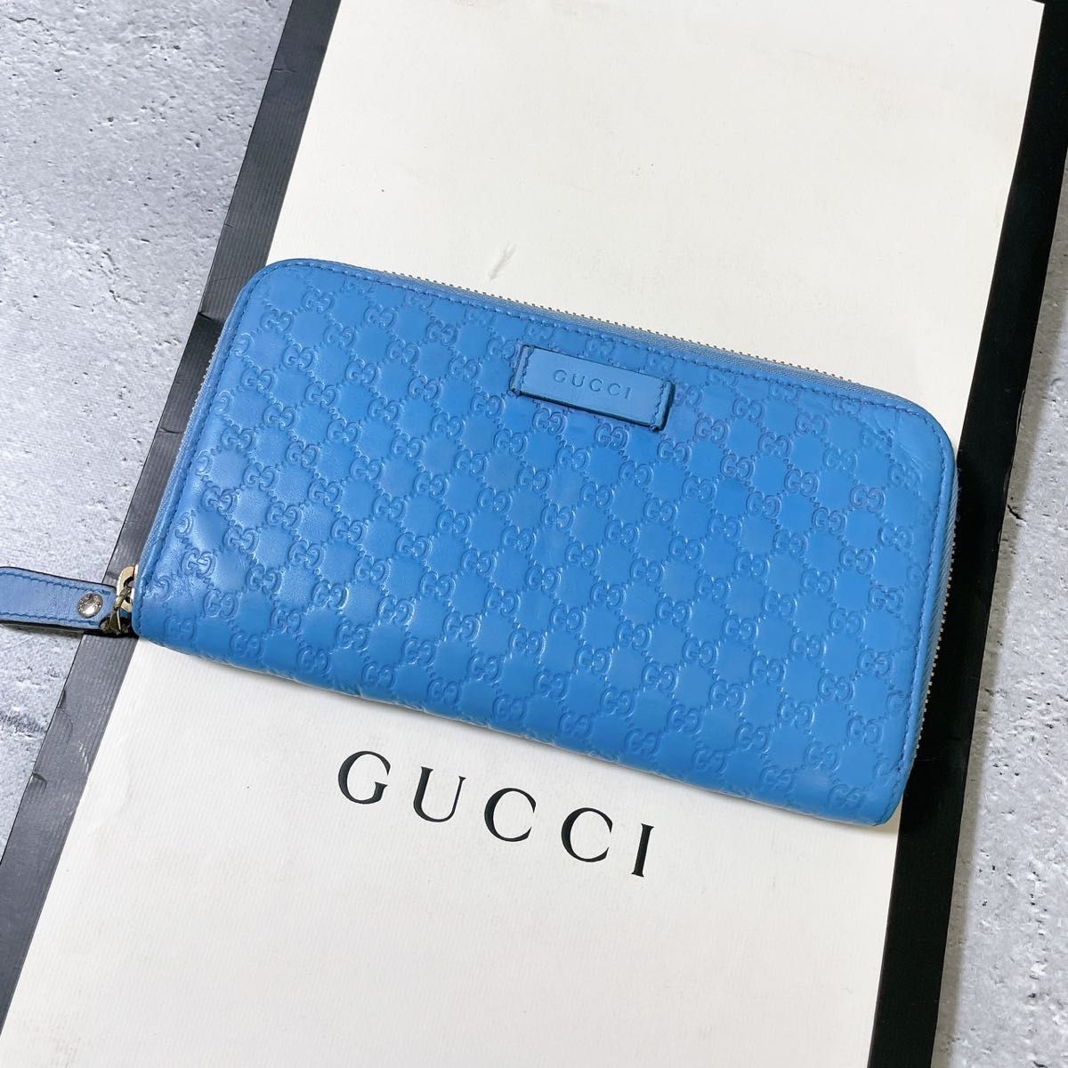 GUCCI グッチ シマ マイクロgg 長財布 ジッピーウォレット ラウンドファスナー