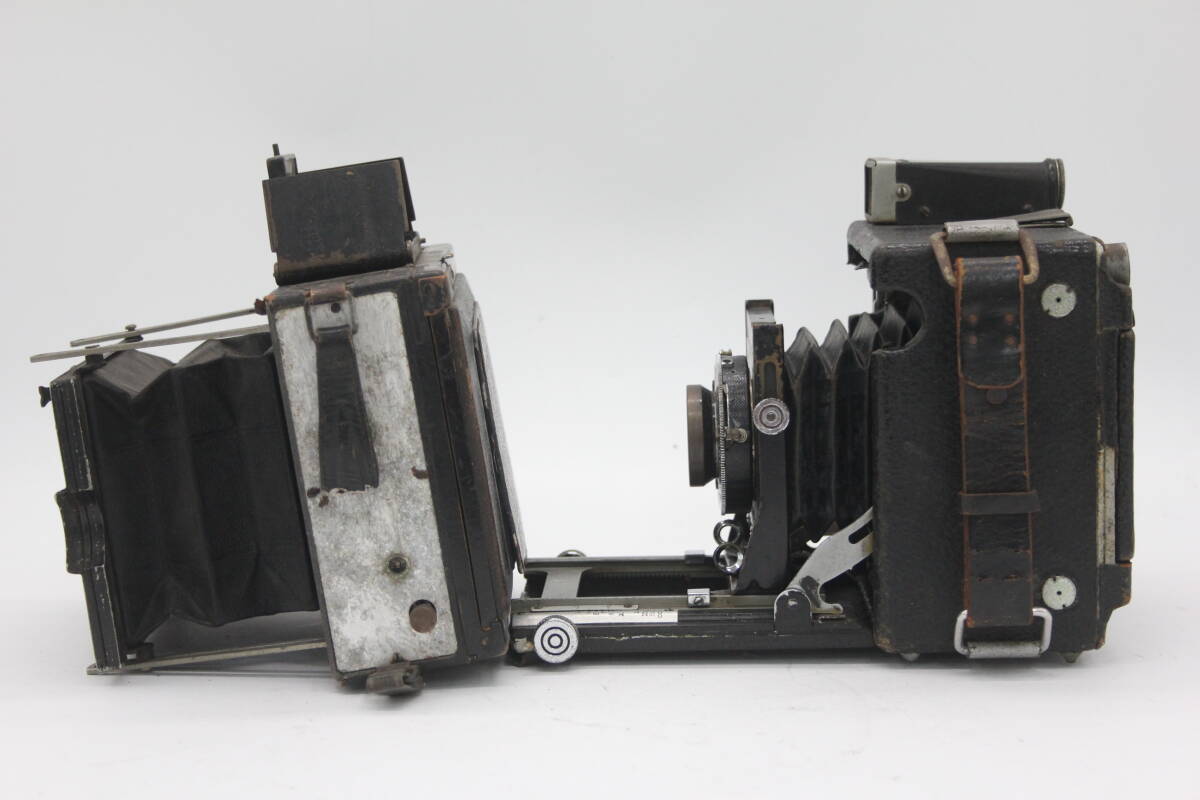 Y1068 エルネマン Ernemann-Werke A.G Dresden Graflex グラフレックス Carl Zeiss Jena Tessar 10.5cm F3.5 蛇腹カメラ2個セット ジャンクの画像3