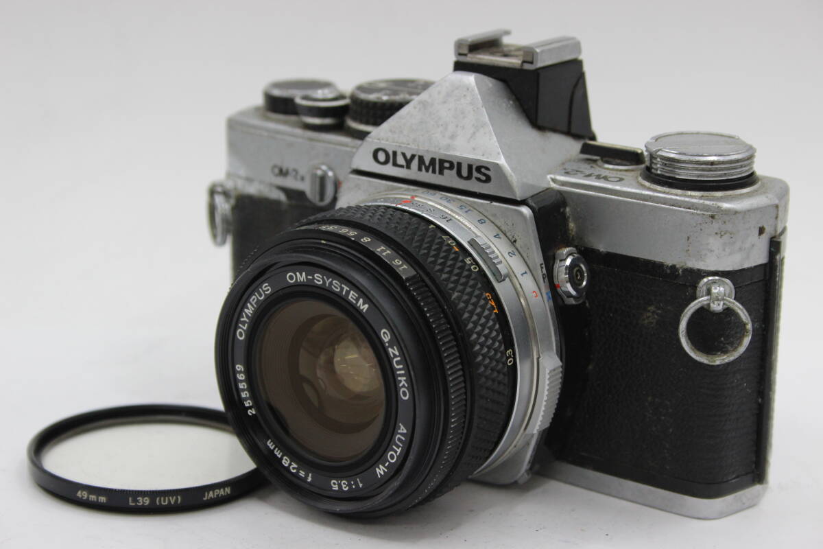 Y1146 オリンパス Olympus OM-2N OM-System G.Zuiko Auto-W 28mm F3.5 フィルムカメラ ボディレンズセット ジャンク_画像1