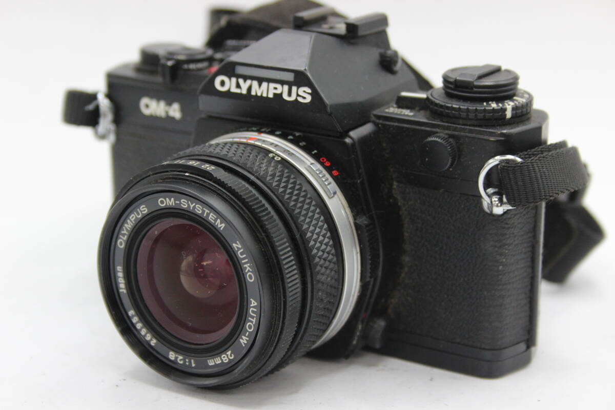 Y1149 オリンパス Olympus OM-4 OM-System Zuiko Auto-W 28mm F2.8 フィルムカメラ ボディレンズセット Recordata Back 4付き ジャンク_画像1