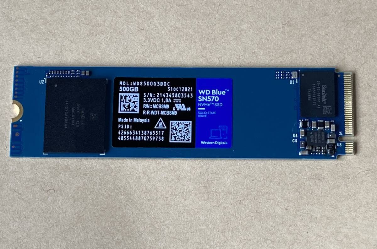 WD Blue SN570 NVMe WDS500G3B0C 500GB M.2 SSD☆_画像1