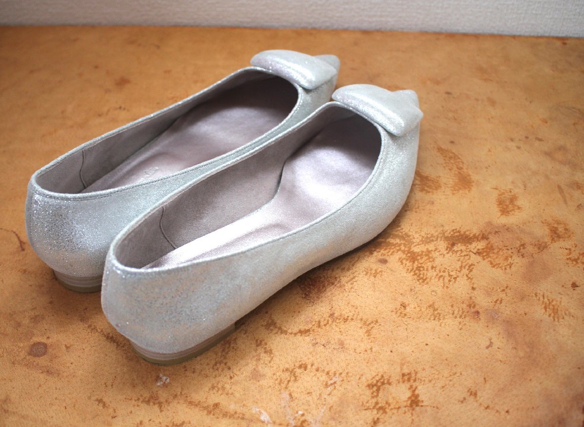 * Ginza Kanematsu /AQUA BELL[ серебряный ламе low каблук туфли-лодочки size25.5cm] б/у одежда. gplus Hiroshima 2405s1