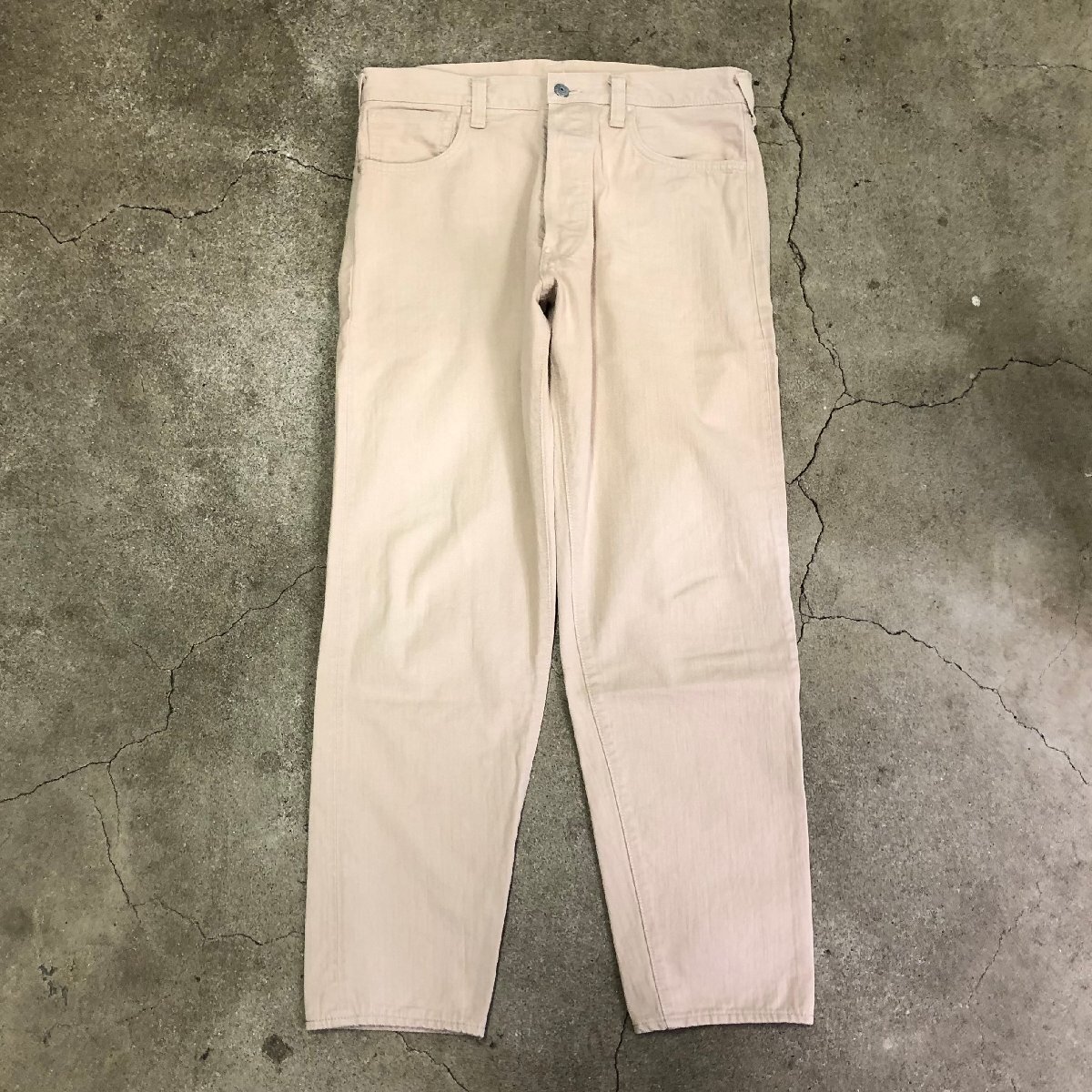 EVISU Lot2020 セルビッチ テーパードパンツ ベージュ W34 L32 エヴィス_画像1