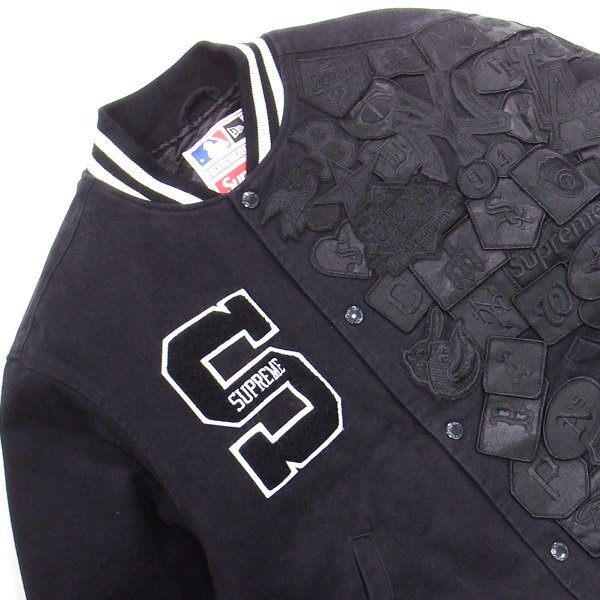 美品 Supreme New Era MLB Varsity Jacket Black S シュプリーム ニューエラ バーシティジャケット ブラック_画像4