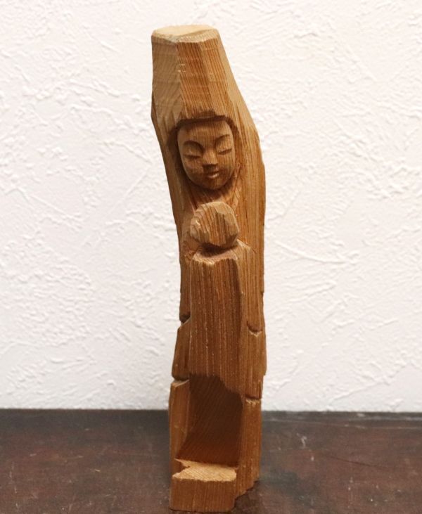 木彫 屋久杉彫刻 とても優しいお顔の観音菩薩像 円空仏 n658_画像1