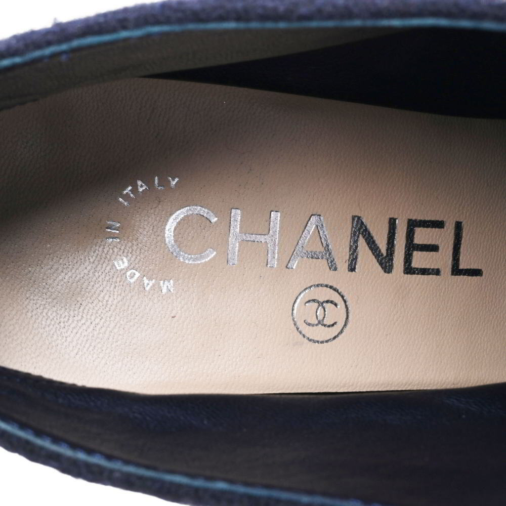 CHANEL バイカラー フェルト ココマーク ブーティ ブーツ 36C ネイビー シャネル KL4BPBSQ34_画像10