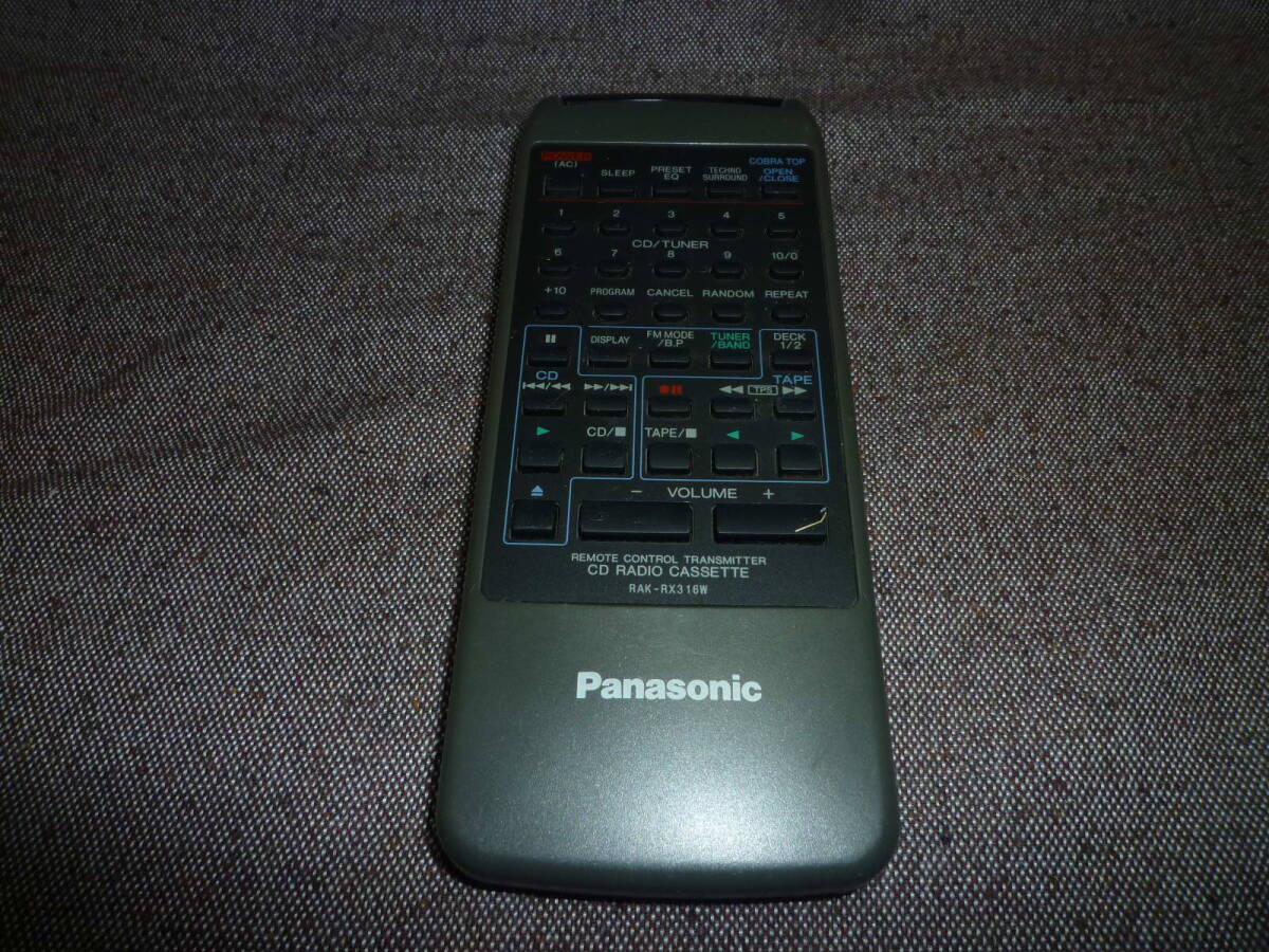 Panasonic パナソニック CD ラジカセ RX-DT707 用 純正 リモコン RAK-RX316W ラジカセ コブラトップ 中古 動作品の画像1