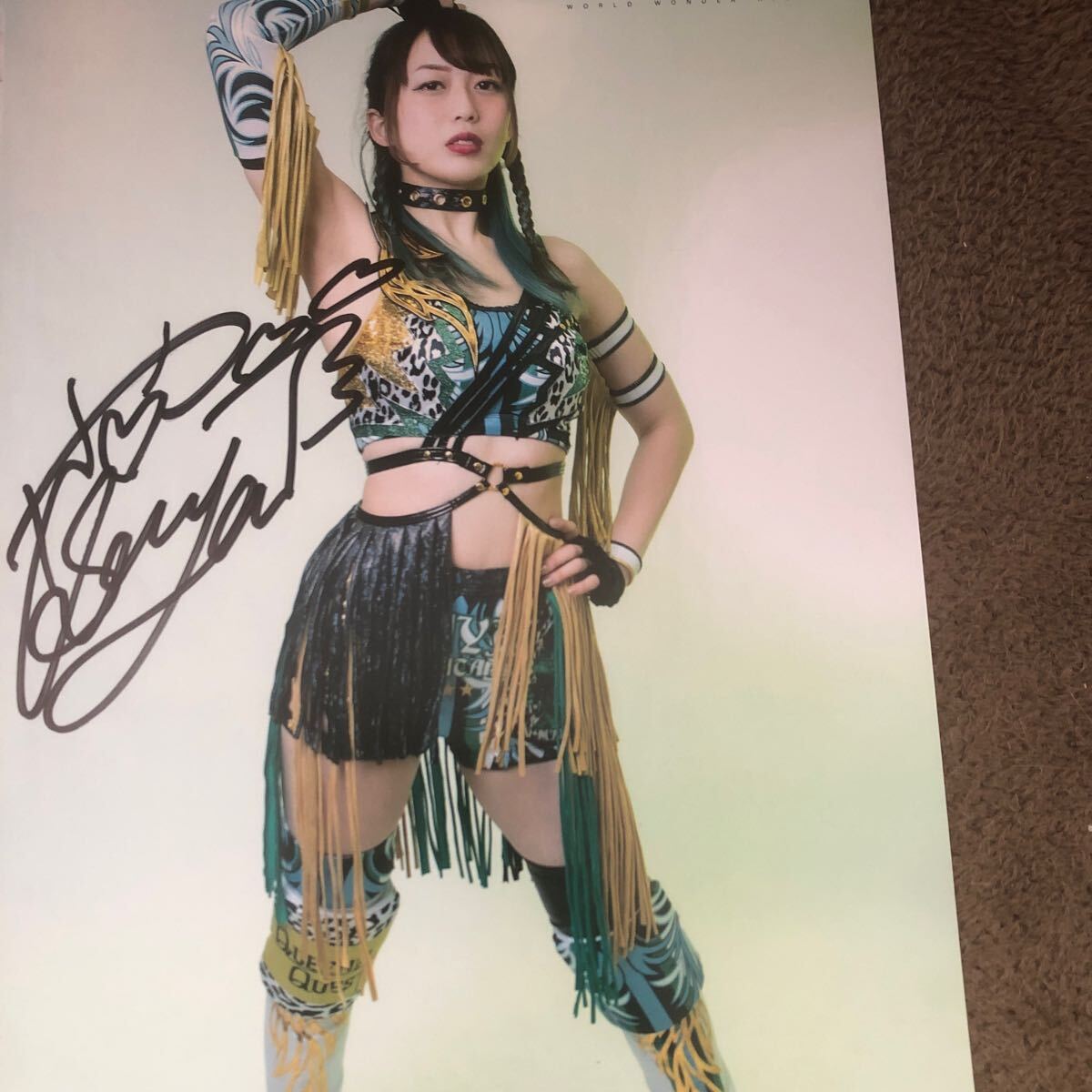  on ... autographed portrait 4 sheets Star dam woman Professional Wrestling 