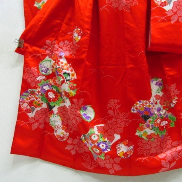 * kimono 10* 1 jpy .. child kimono Junior for for girl The Seven-Five-Three Festival . length 129cm.45.5cm [ including in a package possible ] **