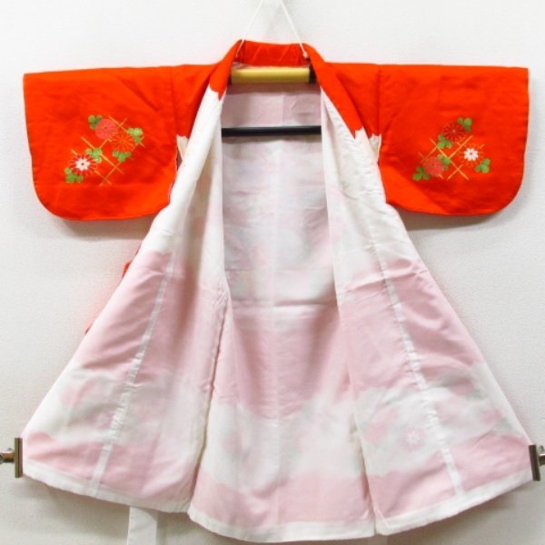 * кимоно 10* 1 иен шелк ребенок кимоно для девочки "Семь, пять, три" . ткань комплект . длина 77cm.40cm [ включение в покупку возможно ] **